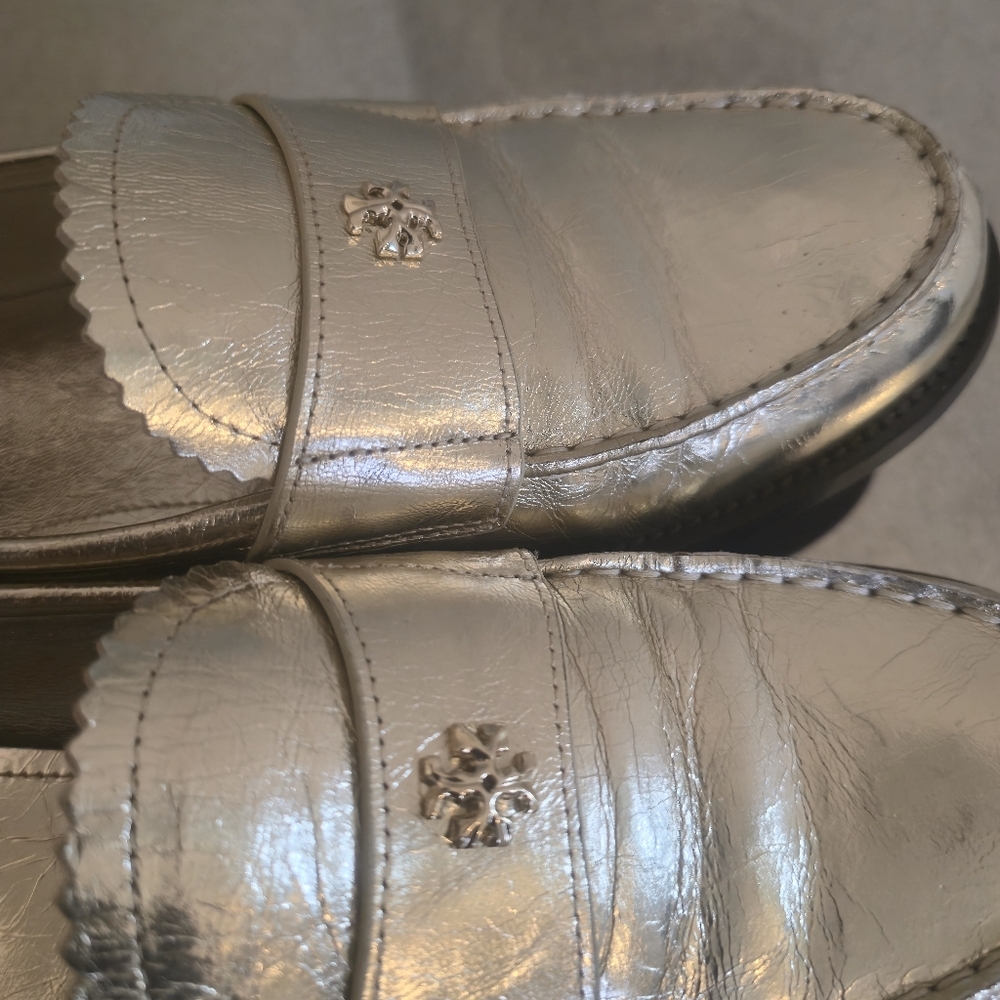 Tory Burch Women's Classic Loafer Meatllic Leather Size 11 Spark Gold - Picture 5 of 7